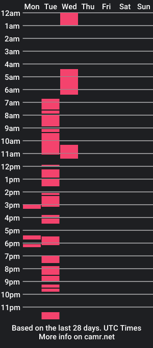 cam show schedule of usteker